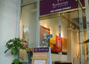 Picture of Rendezvous Art Gallery Sandwich board and gallery entrance with sign