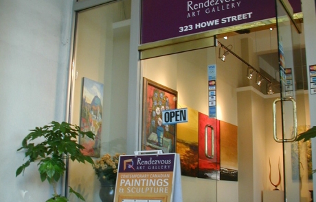 Picture of Rendezvous Art Gallery Sandwich board and gallery entrance with sign